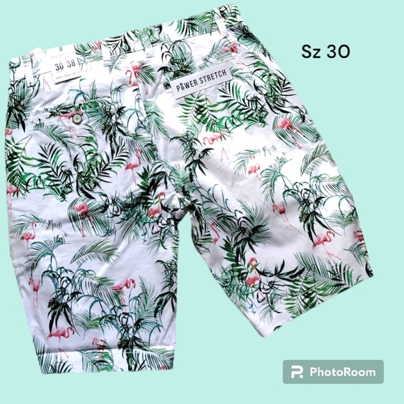 Nwt DF Hawaiian Flamingo Stretch Shorts Sz 30 - Picture 3 of 5